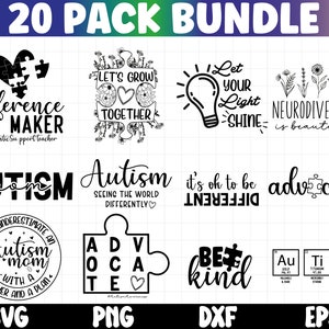 Autism SVG Bundle, Autism Awareness svg, Inclusion matters SVG, Advocate SVG, Puzzle Svg, Neurodiversity, Autism Mom svg Files For Cricut