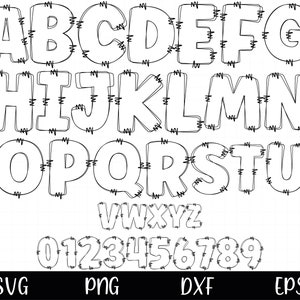 Blank Transparent Doodle Letters, Doodle letters SVG, Doodle Font Png, Doodle Alphabet Svg Instant Download