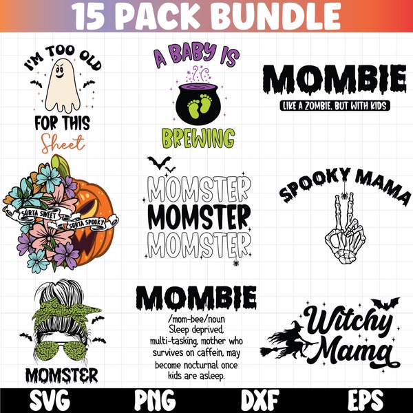 Mom Halloween SVG Bundle, Spooky Mama svg, Mom Halloween Shirt, Spooky Mom svg, Mom Life svg, Skull Halloween Svg Files for cricut