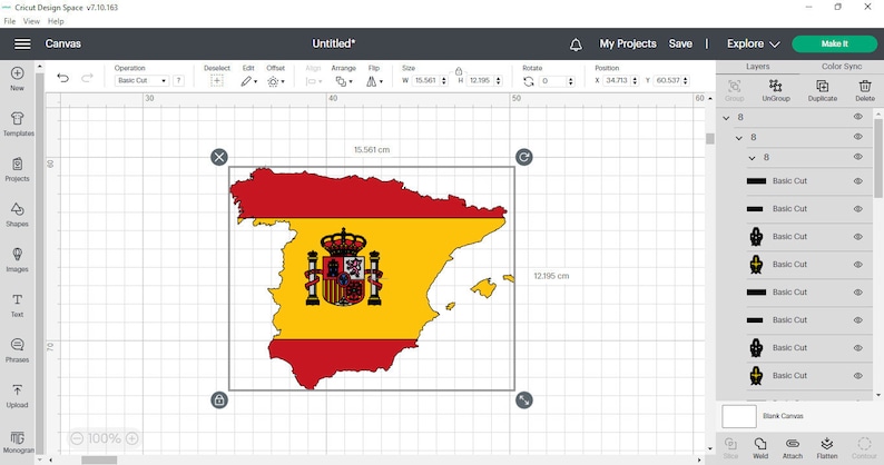 Spanish Flags SVG file is perfect for making projects for personal use and small business use. Make your own unique t-shirts, coffee mugs, tote bags, and so much more! This file is compatible with cutting machines such as Silhouette or Cricut.