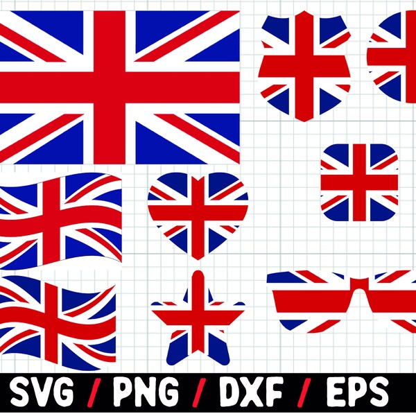 Union Jack svg uk flag Bundle Royaume-Uni Svg Téléchargement instantané