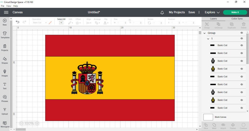 Spanish Flags SVG file is perfect for making projects for personal use and small business use. Make your own unique t-shirts, coffee mugs, tote bags, and so much more! This file is compatible with cutting machines such as Silhouette or Cricut.