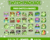 HUGE Twitch Package: Kawaii Frog Theme | 8 Sub / Bit Badges, 5 Animated Emotes, 15 Still Emotes | Twitch, Discord, Youtube