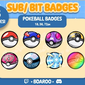 8x PokeBall Sub / Bit Badges for Twitch
