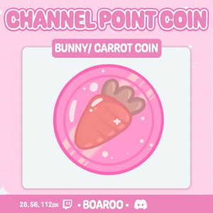 Kawaii Bunny/ Carrot Themed Twitch Channel Point Coin/ Emote