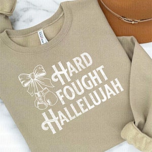 Hard Fought Hallelujah Christian PNG: Retro Boxing Design (Digital Download)