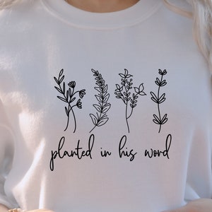 Citas inspiradoras, plantadas en su palabra svg png pdf, cristiano svg, fe inspirada png, cita inspiradora svg, cuidado personal svg, escritura