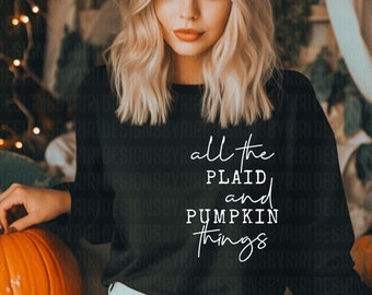Plaid Pumpkin Things PNG: design per maglietta autunnale di Halloween (download digitale)