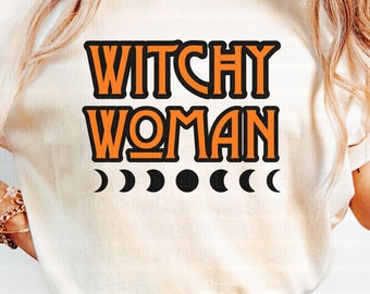Mulher Bruxa Halloween PNG: Design de Camiseta (Download Digital)