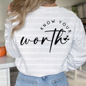 Wissen Sie Ihren Wert SVG PNG PDF, Selbstliebe SVG, Motivations-Svg, Inspirierendes SVG, Positives Zitat, Psychische Gesundheit, Your are Enough