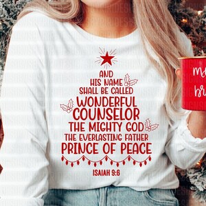 Su nombre será Svg, Svg navideño religioso, Svg de Jesús, Svg de refrán navideño, Svg de camiseta cristiana, Svg de Navidad Cricut, Feliz Navidad