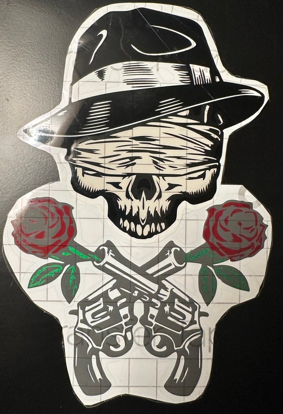 Skull Drawings With Roses And Guns
