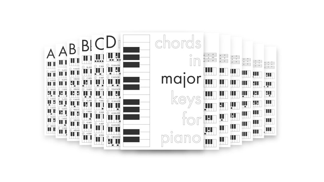 Major Keys Chord Chart Cheat Sheets for Piano Music Theory Etsy