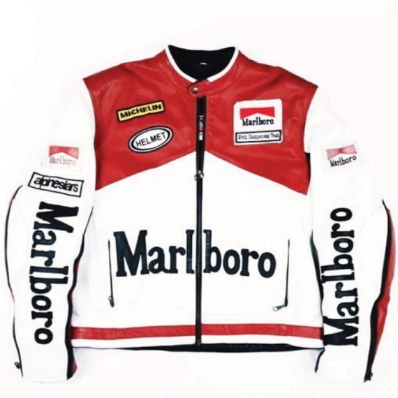 Veste de moto Marlboro Racing Veste en cuir blanc Veste très - Etsy France