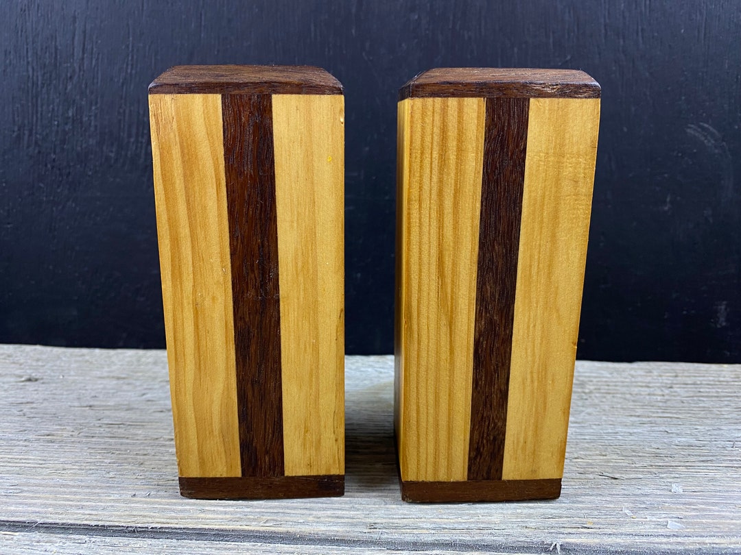Lot De 2 Moulins à Sel Et Poivre En Bois Avec Plateau, Fait Main, Neufs