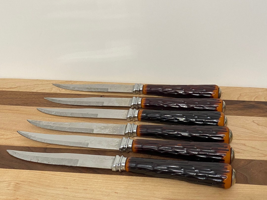 Vintage Regent Sheffield Knives, Forever Sharp Steak Knives, Faux