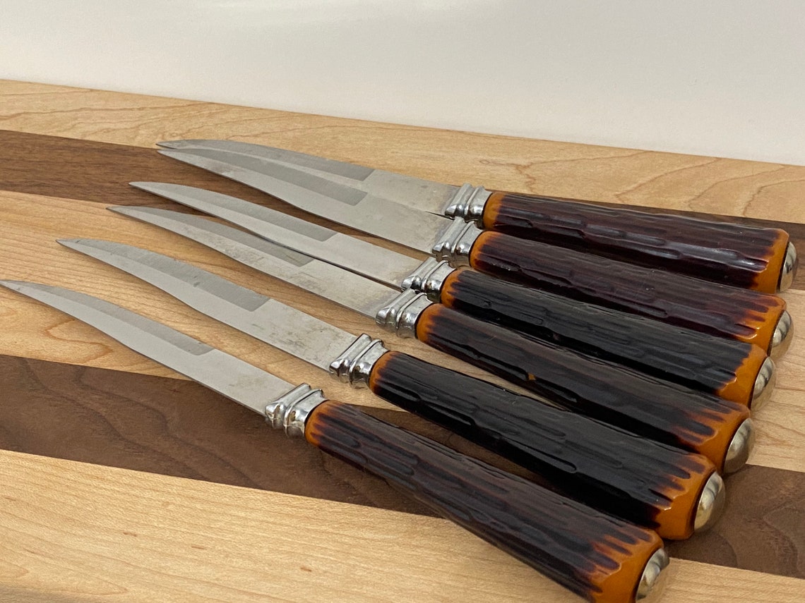 Vintage Regent Sheffield Knives, Forever Sharp Steak Knives, Faux