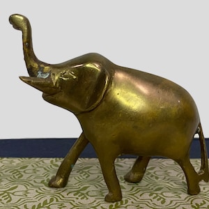 Vintage Brass Elephant Figurine, Elephant Decor, Trunk Up, Brass Statue, Elephant Gift