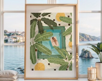 Tropical Art Print: Moroccan Botanical Summer Travel Decor