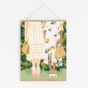 Summer Dress Art Print, Garden And Flowers, Friendship Gift, Fashion Illustration, Bright flowers print, Boho chic art, ArtofNorashop image 1