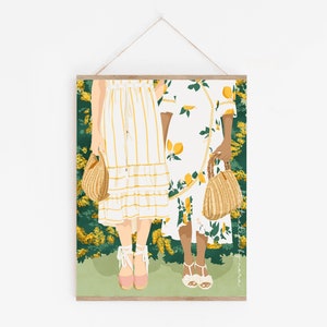 Summer Dress Art Print, Garden And Flowers, Friendship Gift, Fashion Illustration, Bright flowers print, Boho chic art, ArtofNorashop