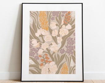 Florals Art print, Neutral prints floral, Earth tone wall art, Midwest wildflowers print, Gift for new home, Boho chic art, ArtofNorashop