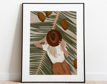 Tropischer Kunstdruck: Palme, Boho Chic Home Decor