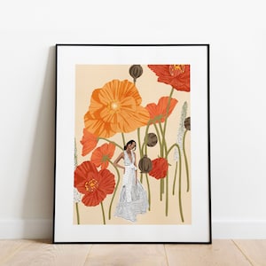 Poppy flowers print, Floral and women, California poppy, Golden poppy home decor, Boho wall decor, ArtofNorashop