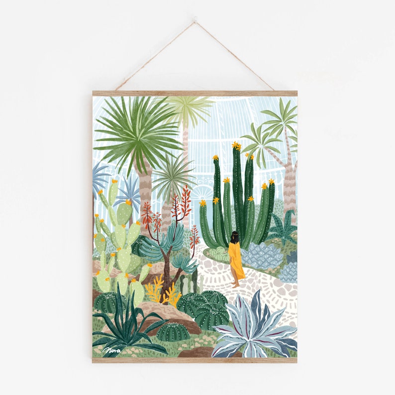 Cactus and Succulent Plants Decor, Tropical Botanic Wall Art Print, Refreshing Art Work, Plant Gardener Lover Poster, Nature Illustration image 2