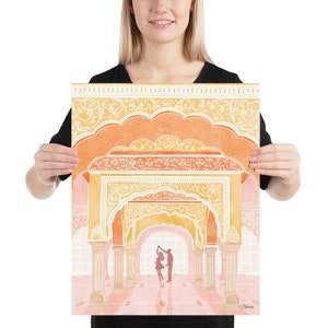Pink palace print, travel poster, Jaipur art, illustration Print, gift for her, Souvenir, Home Decor, wall art, ArtofNorashop image 5