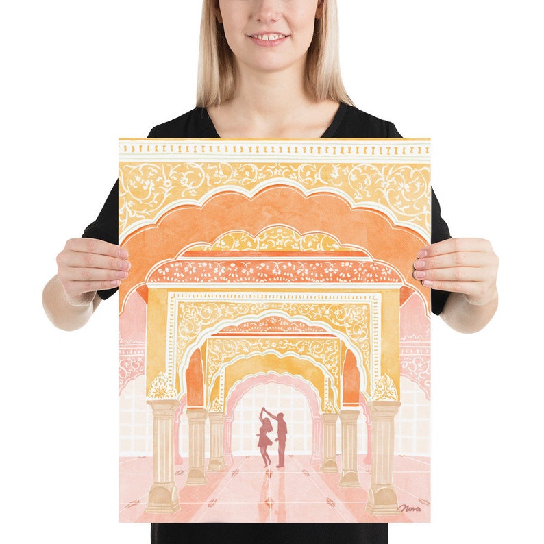 Pink palace print, travel poster, Jaipur art, illustration Print, gift for her, Souvenir, Home Decor, wall art, ArtofNorashop image 5