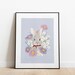 Easter Bunny Decorations, Bunny and Flower Print, Baby Blue Easter ...