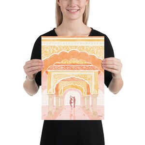 Pink palace print, travel poster, Jaipur art, illustration Print, gift for her, Souvenir, Home Decor, wall art, ArtofNorashop image 4