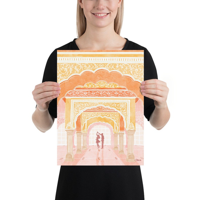 Pink palace print, travel poster, Jaipur art, illustration Print, gift for her, Souvenir, Home Decor, wall art, ArtofNorashop image 4