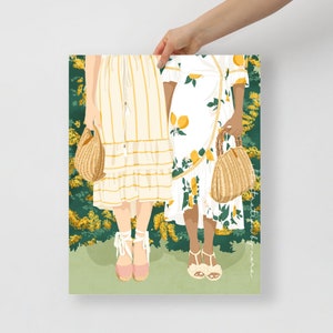 Summer Dress Art Print, Garden And Flowers, Friendship Gift, Fashion Illustration, Bright flowers print, Boho chic art, ArtofNorashop image 4
