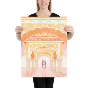 Pink palace print, travel poster, Jaipur art, illustration Print, gift for her, Souvenir, Home Decor, wall art, ArtofNorashop image 7