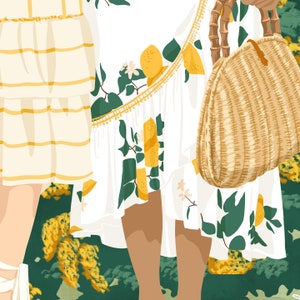 Summer Dress Art Print, Garden And Flowers, Friendship Gift, Fashion Illustration, Bright flowers print, Boho chic art, ArtofNorashop image 3