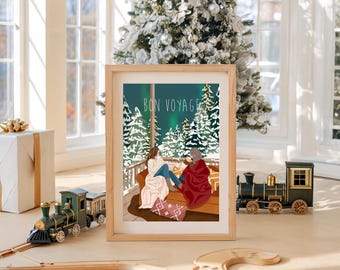 Northern Lights Art Print: Finland Travel Poster, Friendship Gift