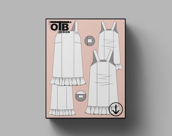 Vestido minifalda con volantes OTB, ilustración vectorial, dibujo técnico plano, boceto clásico en blanco, maqueta, plantilla, diseño, paquete técnico, CAD