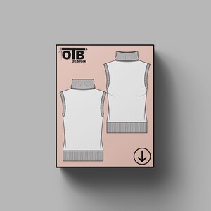 OTB Turtleneck Shell Vector Piatto Disegno Tecnico Illustrazione Classico Vuoto Schizzo Mock-Up Modello Design Tech Pack Cad