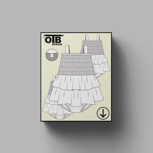 Vestido enterizo de tirantes OTB con cintura fruncida, dibujo técnico plano vectorial, boceto clásico en blanco, plantilla de maqueta, diseño, paquete técnico CAD