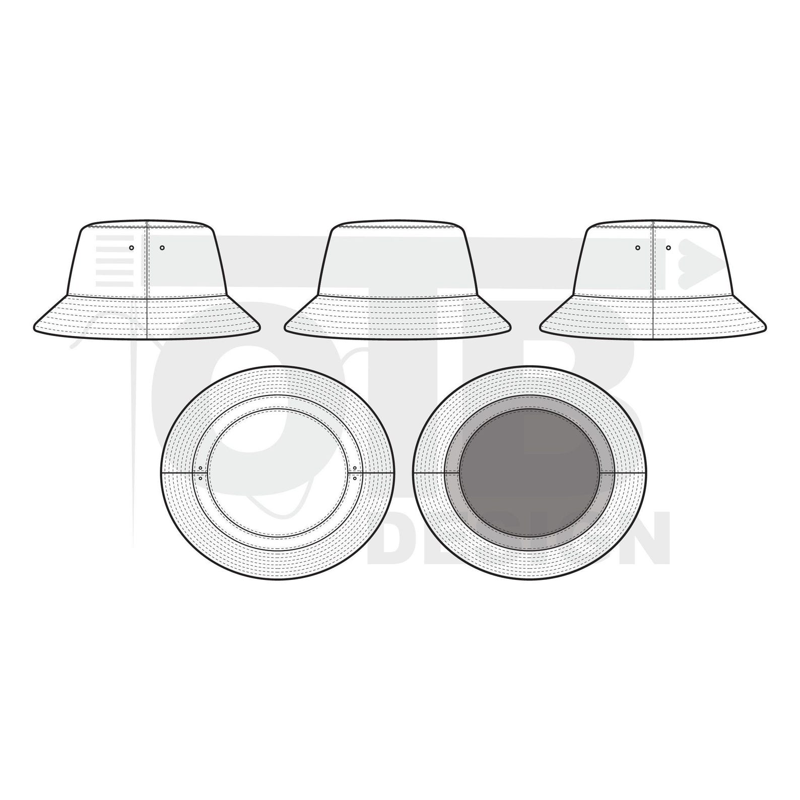 Bucket Hat Vector Technical Drawing Illustration Blank Streetwear ...