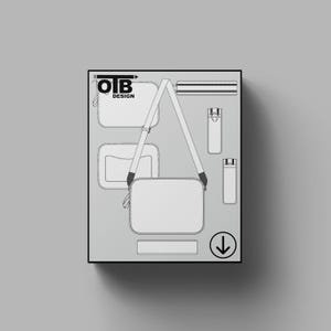 OTB Kameratasche mit breitem Riemen Vektor Flache Technische Zeichnung Illustration Klassisch Blanko Skizze Mock-Up Template Design Tech Pack Cad