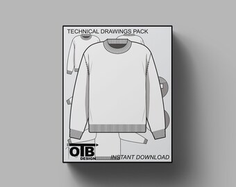 Regular Fit Mock Neck Pullover Flache Vektor Technische Zeichnung Illustration Mock-up Vorlage für Design Tech Pack Fashion CAD bearbeitbar Winter