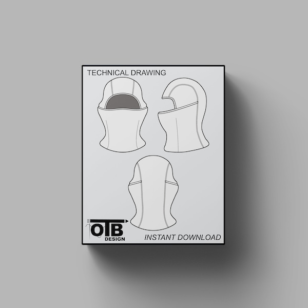 Máscara de esquí de compresión Pasamontañas Shiesty Vector Dibujo técnico Ilustración Plantilla de maqueta de ropa de calle en blanco para diseño y paquete tecnológico CAD