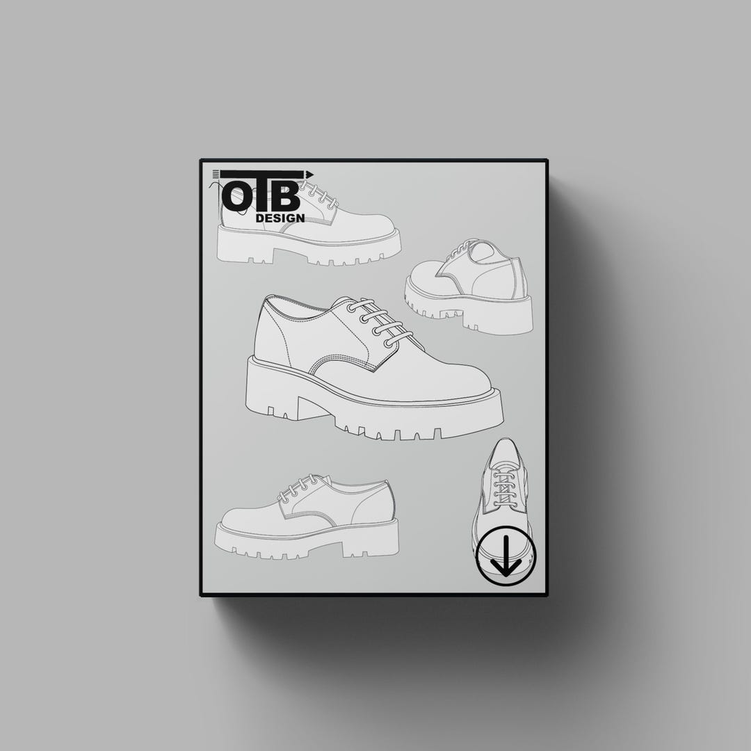 OTB Derby Loafer With Platform Vector Flat Technical Drawing ...