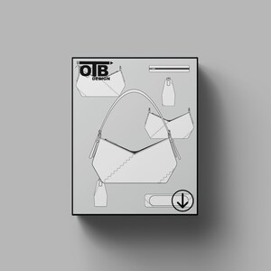 OTB Fortune Cookie-Shaped Hand Bag Vector Flat Technical Drawing Illustration Classic Blank Sketch Mock-Up Template Design Tech Pack Cad