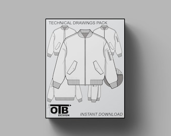 MA-1 Bomber Jacket Vector Flat Flight Technical Drawing Illustration Blank Mock-up Template Design Tech Pack CAD Sketch Military