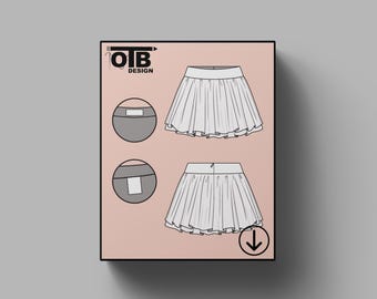 Minifalda de tul OTB, ilustración vectorial, dibujo técnico plano, boceto clásico en blanco, plantilla de maqueta, diseño, paquete técnico CAD