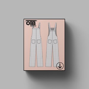 OTB corduroy overall Vector platte technische tekening illustratie klassieke blanco schets mock-up sjabloonontwerp Tech Pack Cad